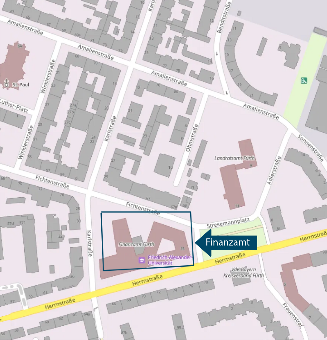 Stadtplan Fürth, Stresemannplatz